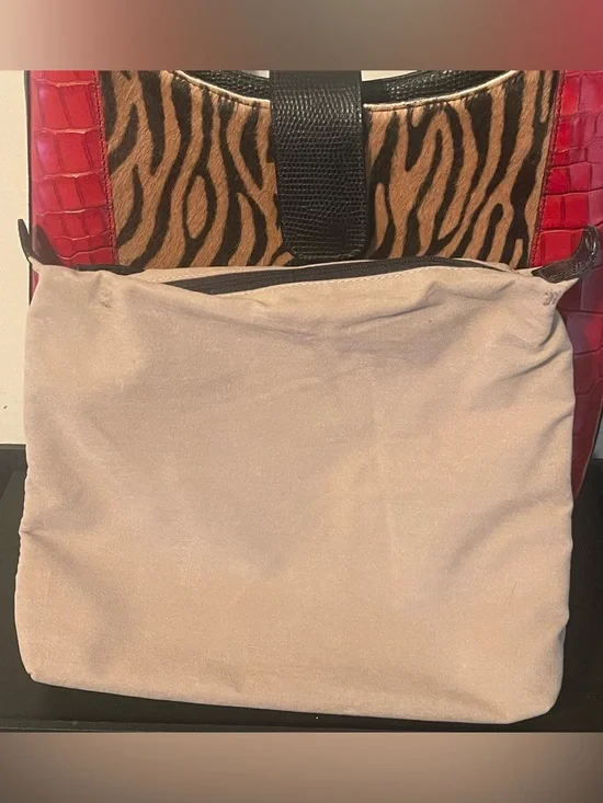 *RARE* Brahmin Burchelli Collection Red Leather & Calf Hair Kendall Bag - Picture 13 of 14